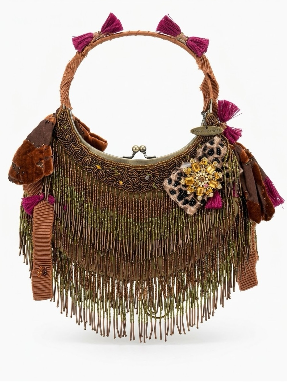 Mary Frances Hand-Beaded Fringe Statement Handbag - NWOT